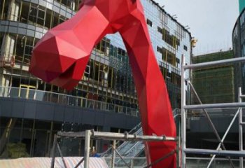 不銹鋼長頸鹿雕塑，異形幾何動物，售樓處小區(qū)擺件 (1)