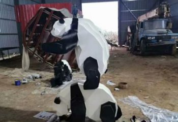 不銹鋼長頸鹿雕塑，異形幾何動物，售樓處小區(qū)擺件 (4)