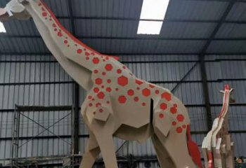 不銹鋼長頸鹿雕塑，異形幾何動物，售樓處小區(qū)擺件 (5)