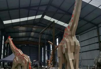 不銹鋼長頸鹿雕塑，異形幾何動物，售樓處小區擺件 (6)