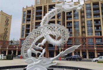 不銹鋼龍形雕塑，大型動物景觀，烤漆工藝制作 (1)