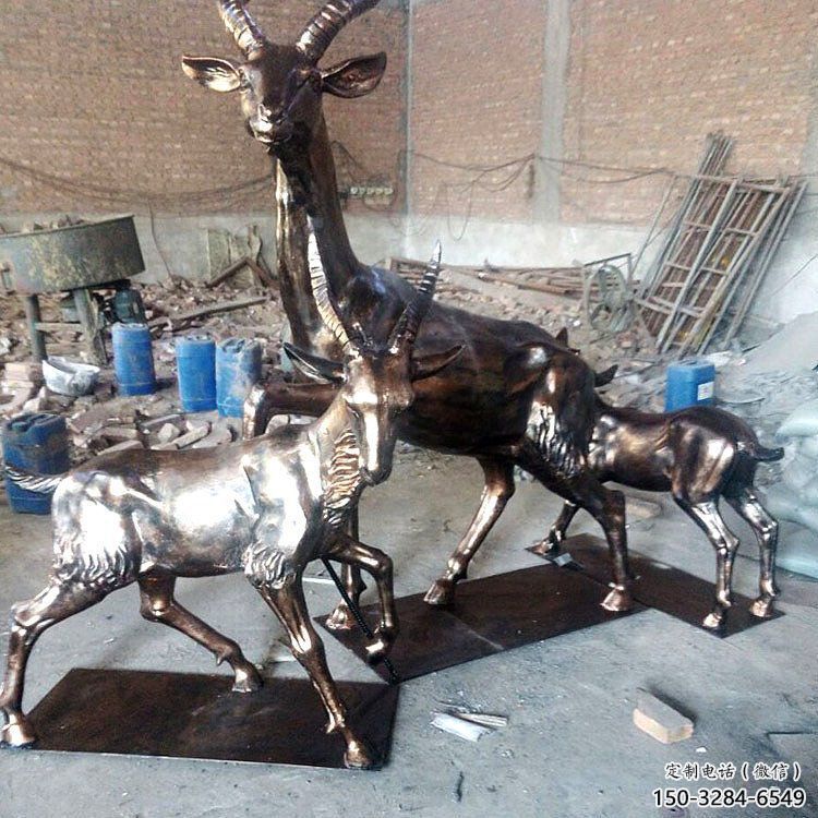 不銹鋼山羊雕塑生產工廠，仿真動物，戶外公園擺件