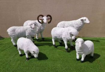 玻璃鋼綿羊雕塑廠家，動物景觀，廣場園林小品