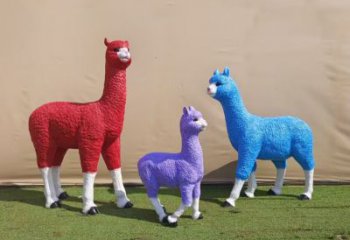 彩繪玻璃鋼綿羊雕塑廠家，動物景觀，園林小品