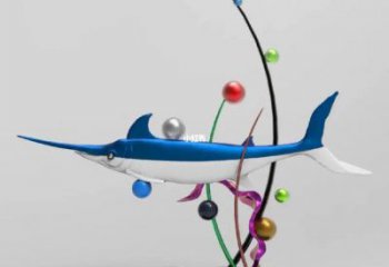 玻璃鋼劍魚雕塑制作廠家，海洋生物雕塑，大型雕塑