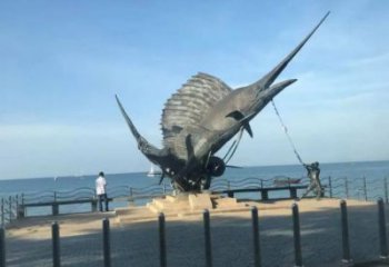 彩繪劍魚雕塑生產(chǎn)制作，海洋生物雕塑，公園大型雕塑