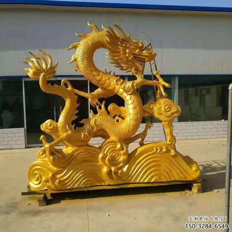 鑄銅龍頭雕塑，黃銅材質，公園園林擺件