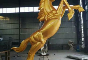 烤漆仿真奔馬雕塑，城市街頭擺件，不銹鋼動(dòng)物小品