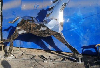 鏡面抽象奔馬雕塑，城市動物擺件，大型建筑