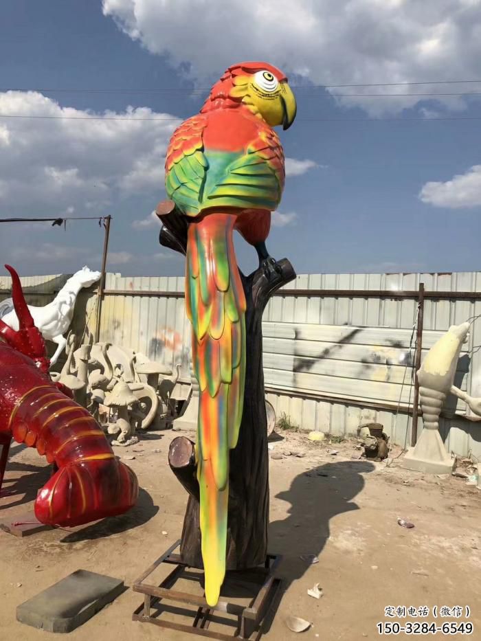 風(fēng)景區(qū)玻璃鋼鸚鵡雕塑 售樓處廣場(chǎng)雕塑 仿古擺件