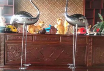 商場鏡面丹頂鶴雕塑 仿真動物雕塑 店門口小品
