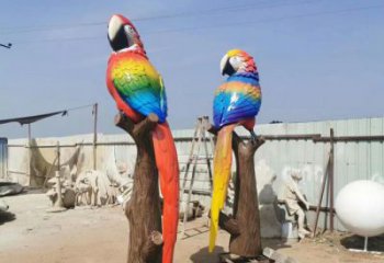 城市玻璃鋼鸚鵡雕塑 風景區彩繪雕塑 抽象擺件