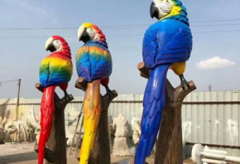 園林玻璃鋼鸚鵡雕塑 城市廣場雕塑 步行街擺件