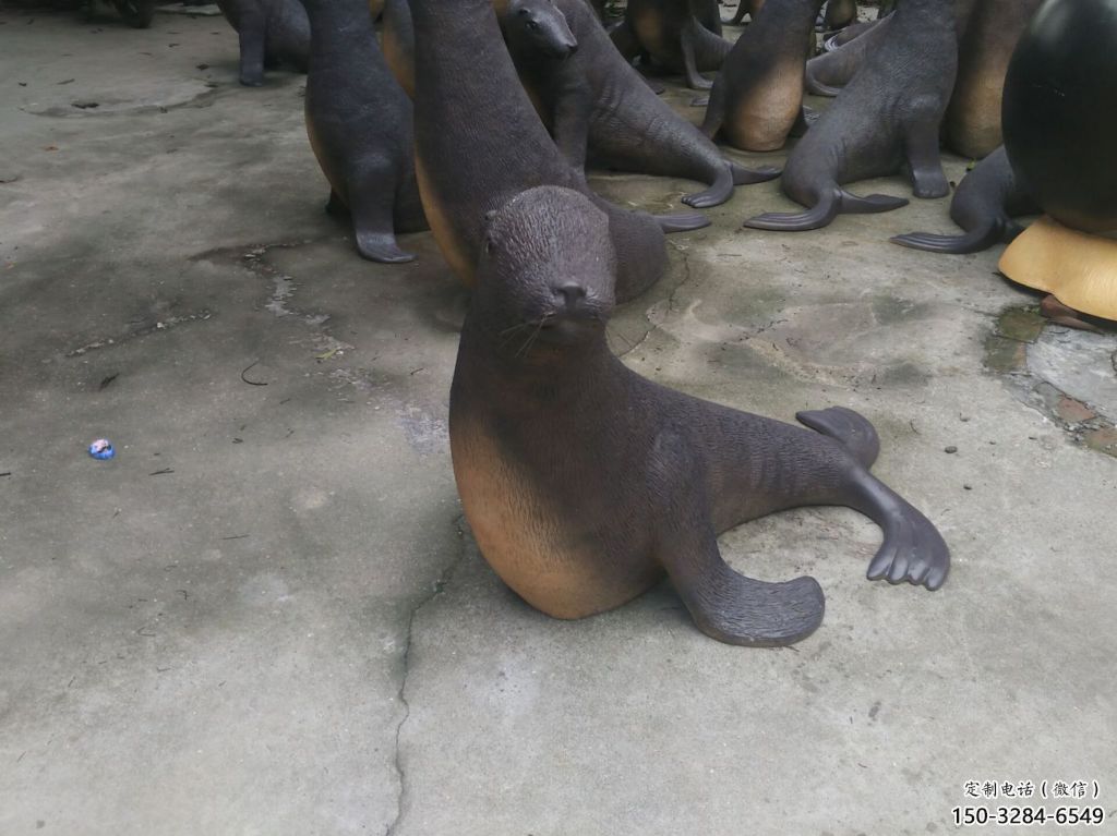 酒店海豹雕塑 庭院仿真雕塑 彩繪小品