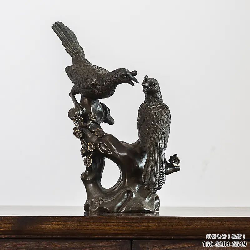 鑄銅水景喜鵲雕塑 風景區(qū)幾何雕塑 廣場小品
