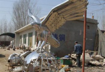 大型不銹鋼老鷹雕塑 商業街廣場雕塑 古銅色擺件