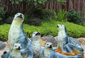 抽象海豹雕塑 店門口彩繪雕塑 步行街?jǐn)[件