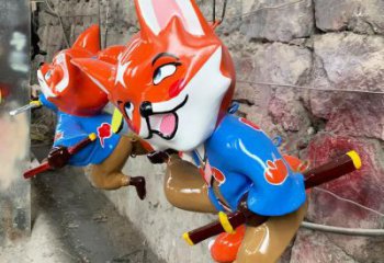 門口狐貍雕塑廠家 售樓處仿真雕塑 彩繪小品