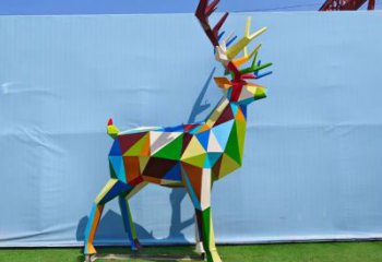 彩繪麋鹿雕塑 仿真雕塑 步行街?jǐn)[件