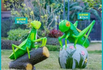 彩繪蟈蟈雕塑 仿真動物雕塑 步行街擺件