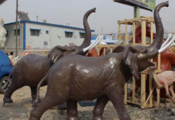 酒店小象雕塑，家禽主題，鍍銅工藝