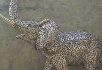 庭院小象雕塑，動物小品，網(wǎng)格工藝