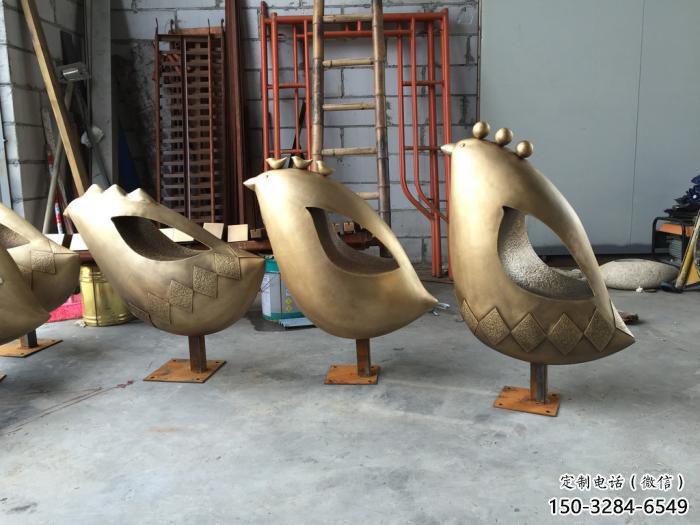 操場鳥類雕塑，公園題材，剪影工藝