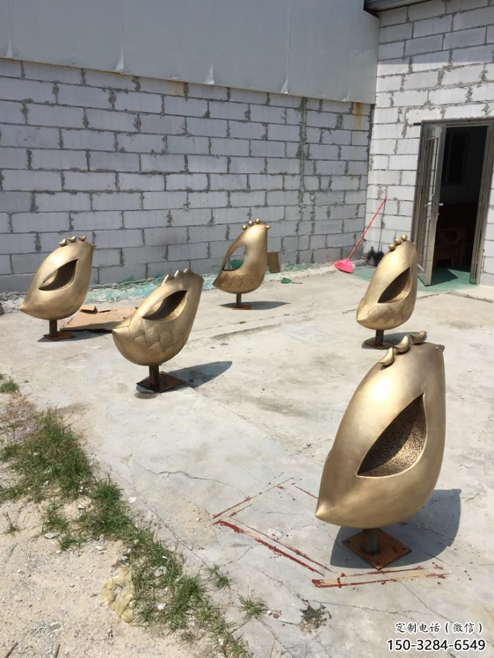 室內(nèi)鳥類雕塑，景觀題材，鍍銅工藝