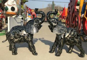 小區小象雕塑，抽象系列，網格工藝