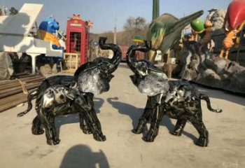 小區小象雕塑，仿真主題，彩繪工藝