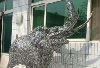 校園小象雕塑，可愛題材，鏡面工藝