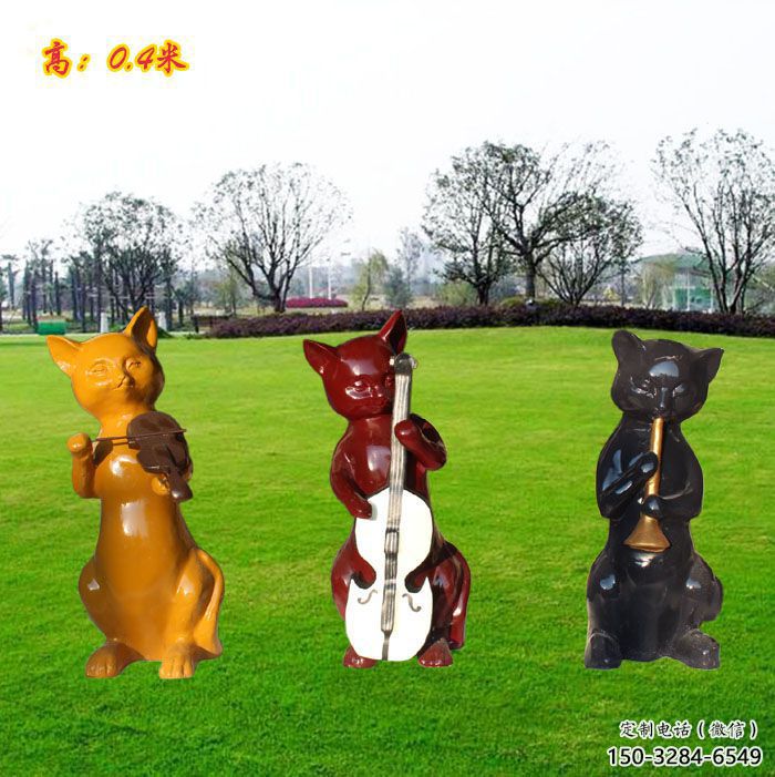 操場小貓雕塑，公園題材，剪影工藝