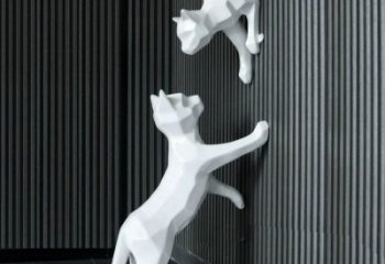 庭院小貓雕塑，動物主題，抽象工藝