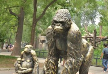 校園猩猩雕塑，可愛(ài)題材，噴漆工藝