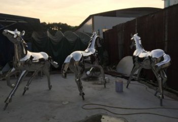 步行街戰馬雕塑，景觀主題，鏡面工藝