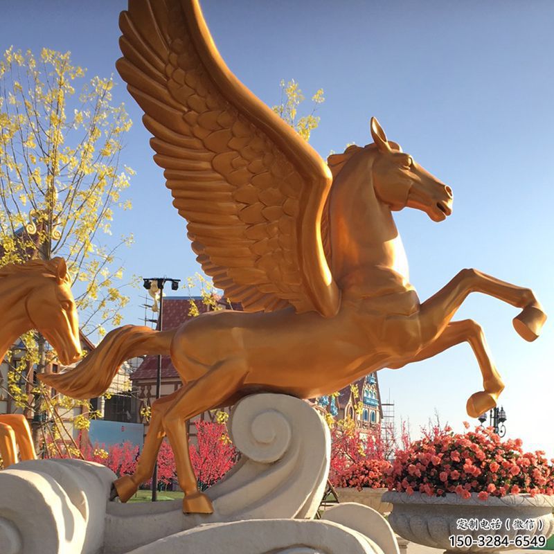 操場天馬雕塑，景觀題材，鍍銅工藝