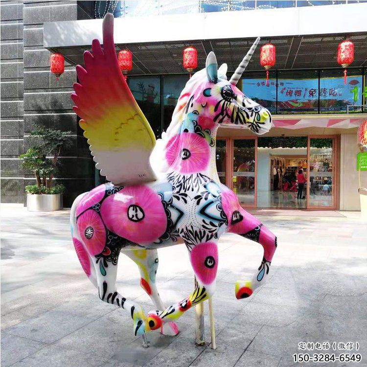 庭院天馬雕塑，現代小品，彩繪工藝