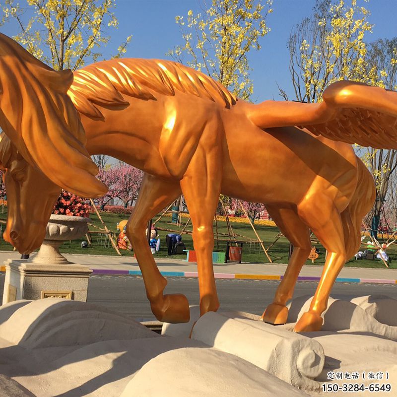 小區天馬雕塑，仿真主題，彩繪工藝