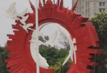 幾何大雁雕塑 庭院仿真雕塑 彩繪擺件