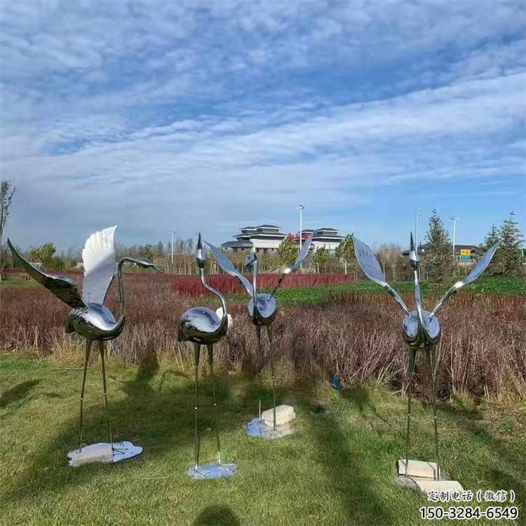 公園白鶴雕塑 酒店門口雕塑 彩繪擺件