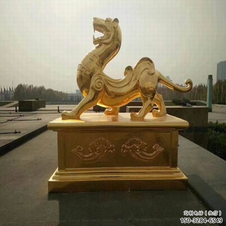 小區(qū)白虎雕塑，拉絲海洋雕塑，抽象效果