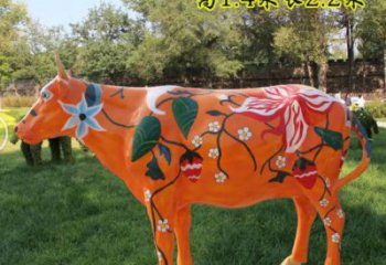 酒店小牛雕塑，仿真主題，網(wǎng)格工藝