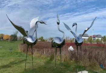 大型白鶴雕塑 商業(yè)街廣場(chǎng)雕塑 古銅色擺件