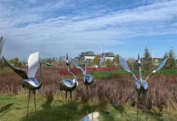 公園白鶴雕塑 酒店門口雕塑 彩繪擺件