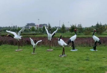 門口白鶴雕塑 售樓處仿真雕塑 彩繪小品