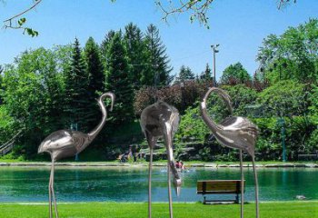 園林白鶴雕塑 田間彩繪雕塑 仿真擺件