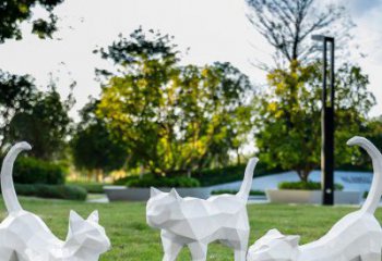 操場小貓咪雕塑，公園主題，幾何工藝