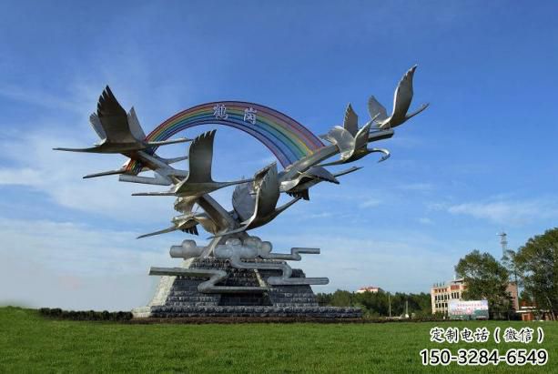 校園白鷺雕塑，拉絲海洋雕塑，卡通主題