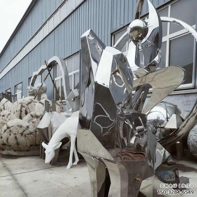 景區哈巴狗雕塑，鍍金歐式雕塑，鐵藝材質