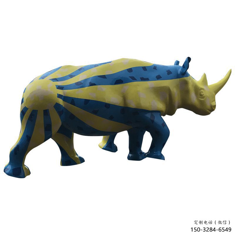 室內(nèi)犀牛雕塑，拉絲海洋雕塑，抽象效果